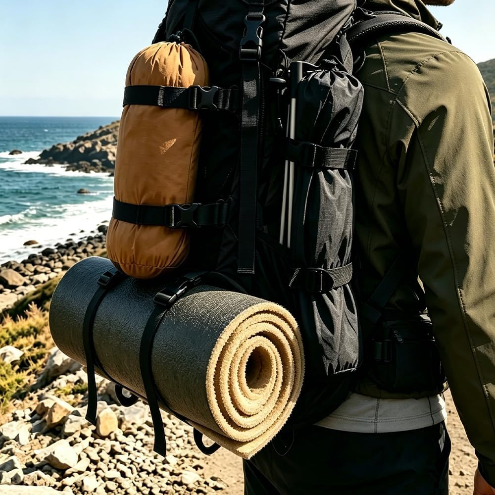 Tactical Molle Backpack Straps Set, Tie down Straps Adjustable Nylon Attachment