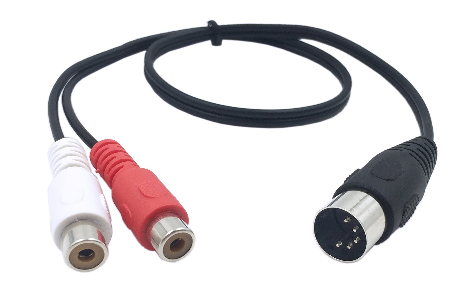 CERRXIAN LEMENG Din 5 Pin Male to 2 RCA Female Professional Grade Audio BLACK