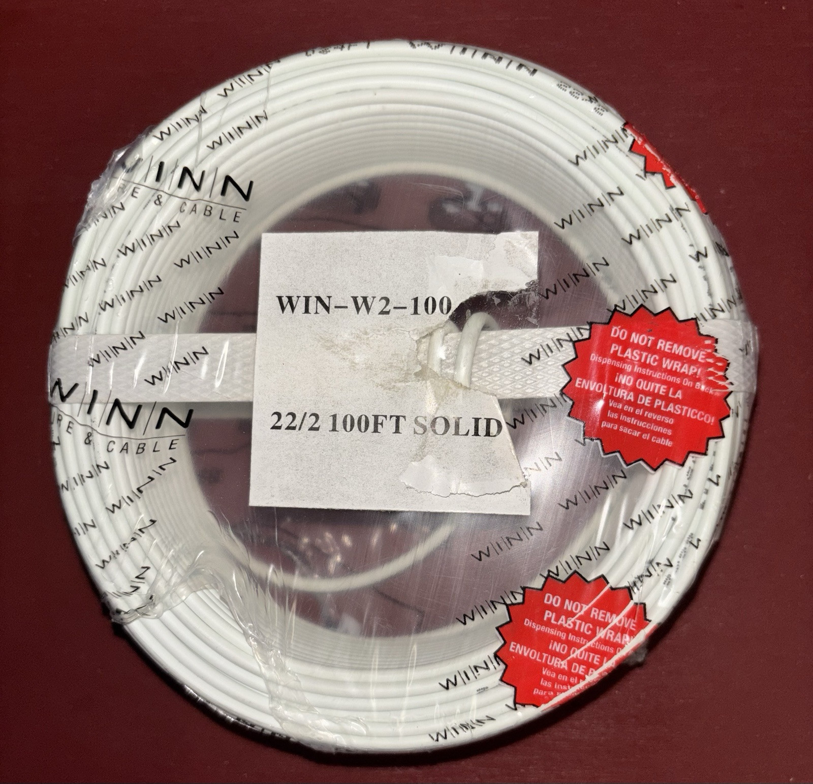 100 Foot Solid Winn W-2  Alarm Security Wire Cable 22/2 Gauge Stranded NIP