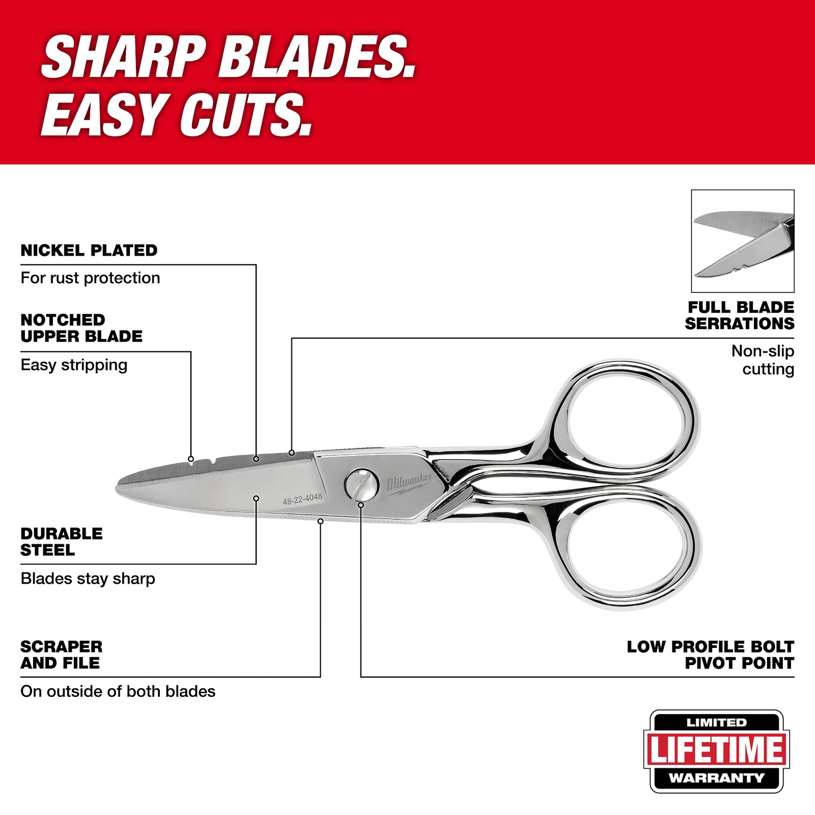 Milwaukee Tool 48-22-4048 Electrician Scissors