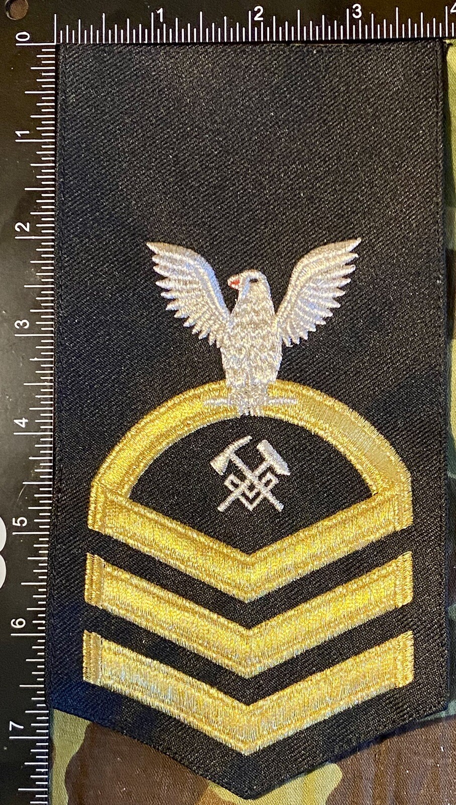 US Navy Gold Rate Hull Maintenance Technician Chief Petty Officer rank Patch HTC