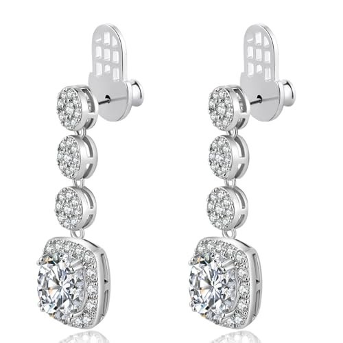 18K White Gold Plated Earring Backs - Waterdrop Style, Heavy Earring Support, 6