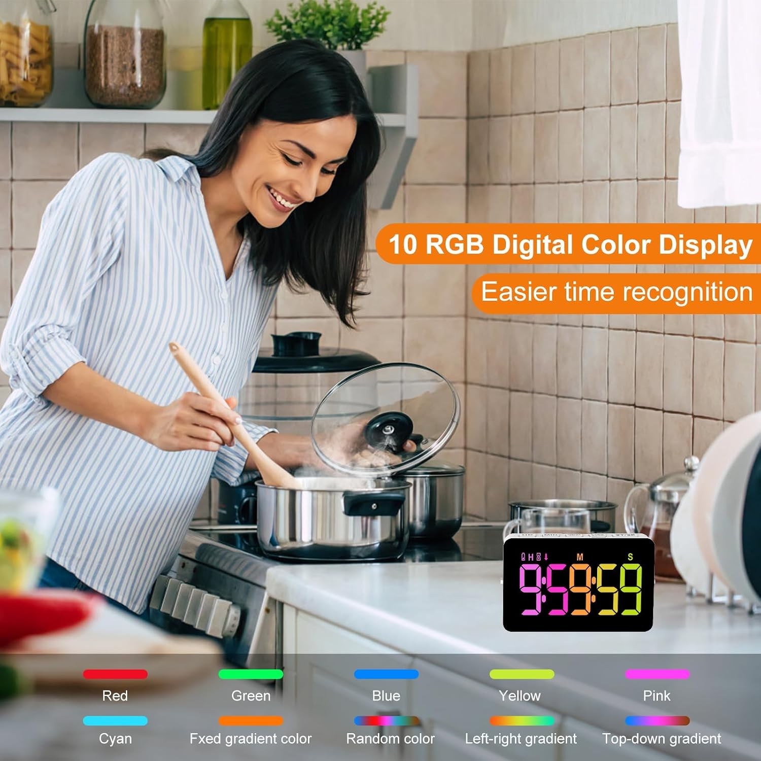 Kitchen Digital Timer, Count Down Up, Rechargeable, Vibration Mode | Adjustab...