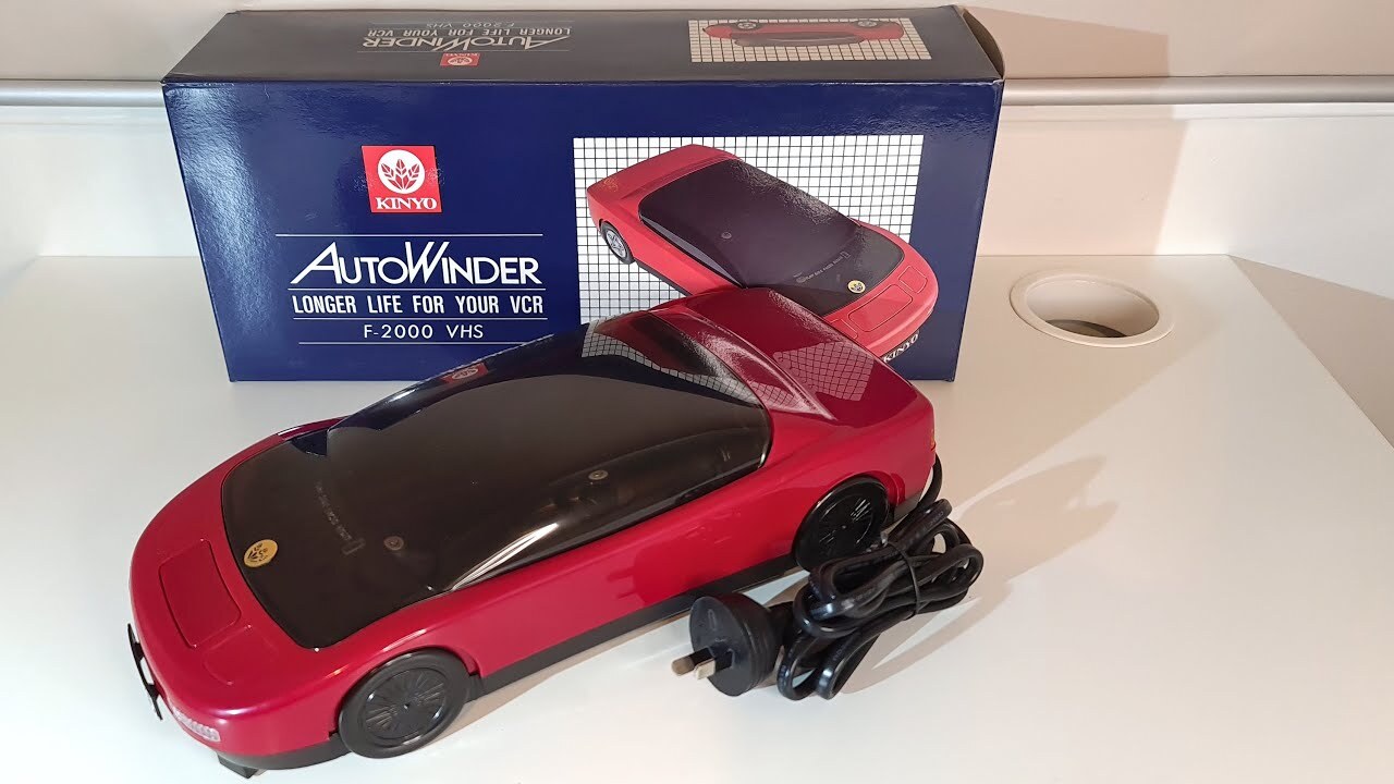 Kinyo Red Sports Car F-2000 AutoWinder VHS Rewinder VHS Tape Rewind BRAND NEW