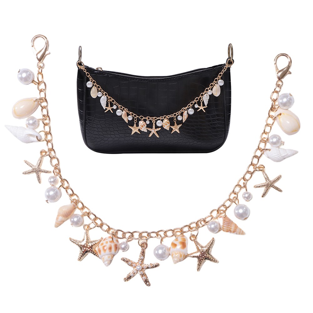 Decorative Bag Chain for Handbag Purse with Gold Alloy Starfish Seashell Design