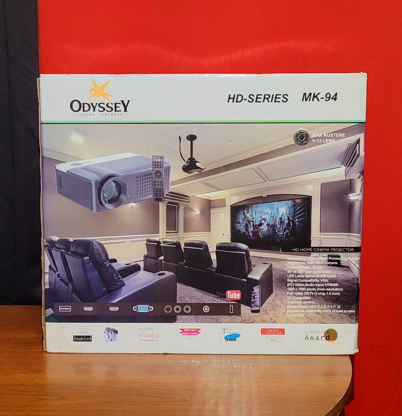 Odyssey Cinema Concepts HD Home Theater Projector MK 94 3D Compatible W/Glasses