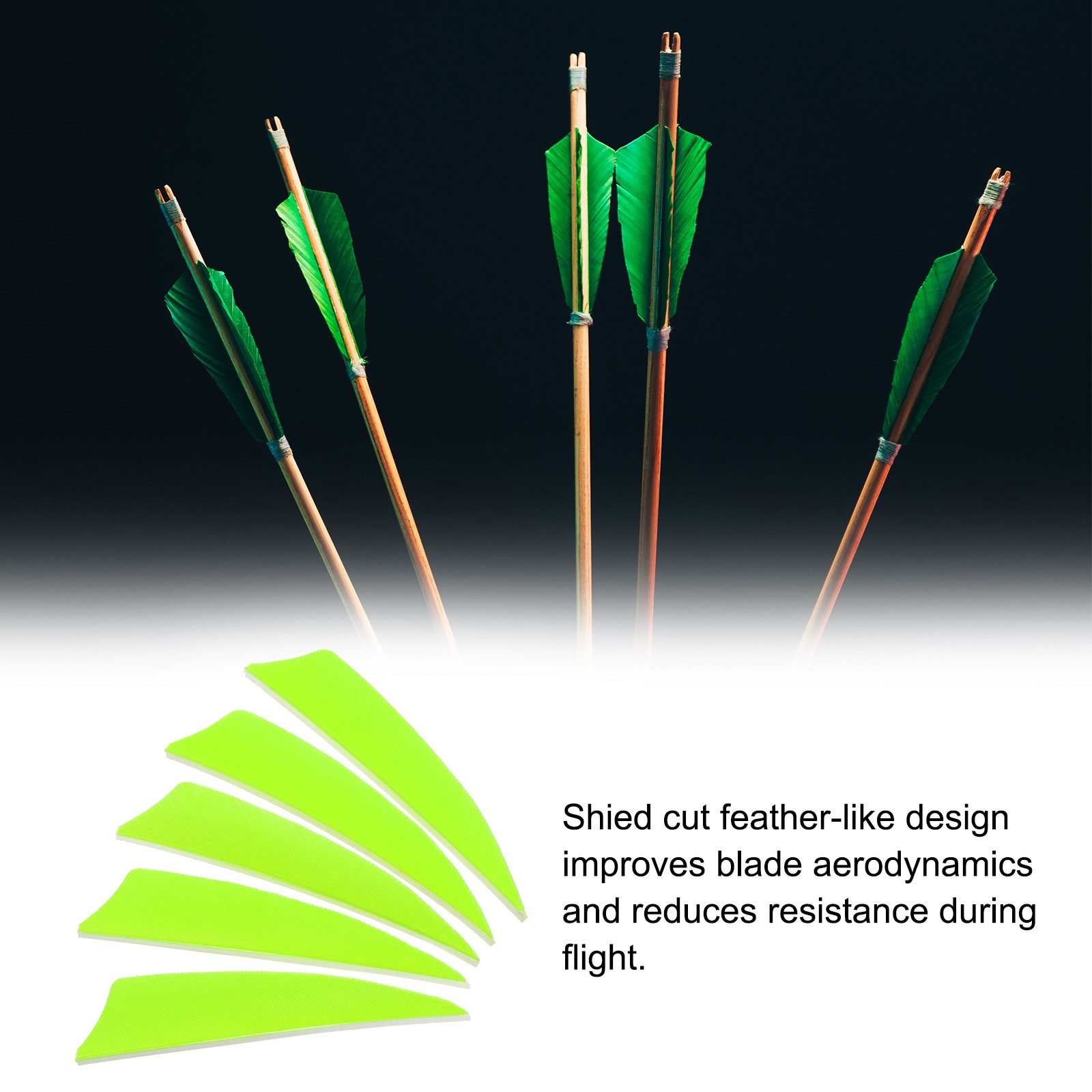 50 Pack 3" Arrow Turkey Feather Fletch Left Wing Fluorescent Green