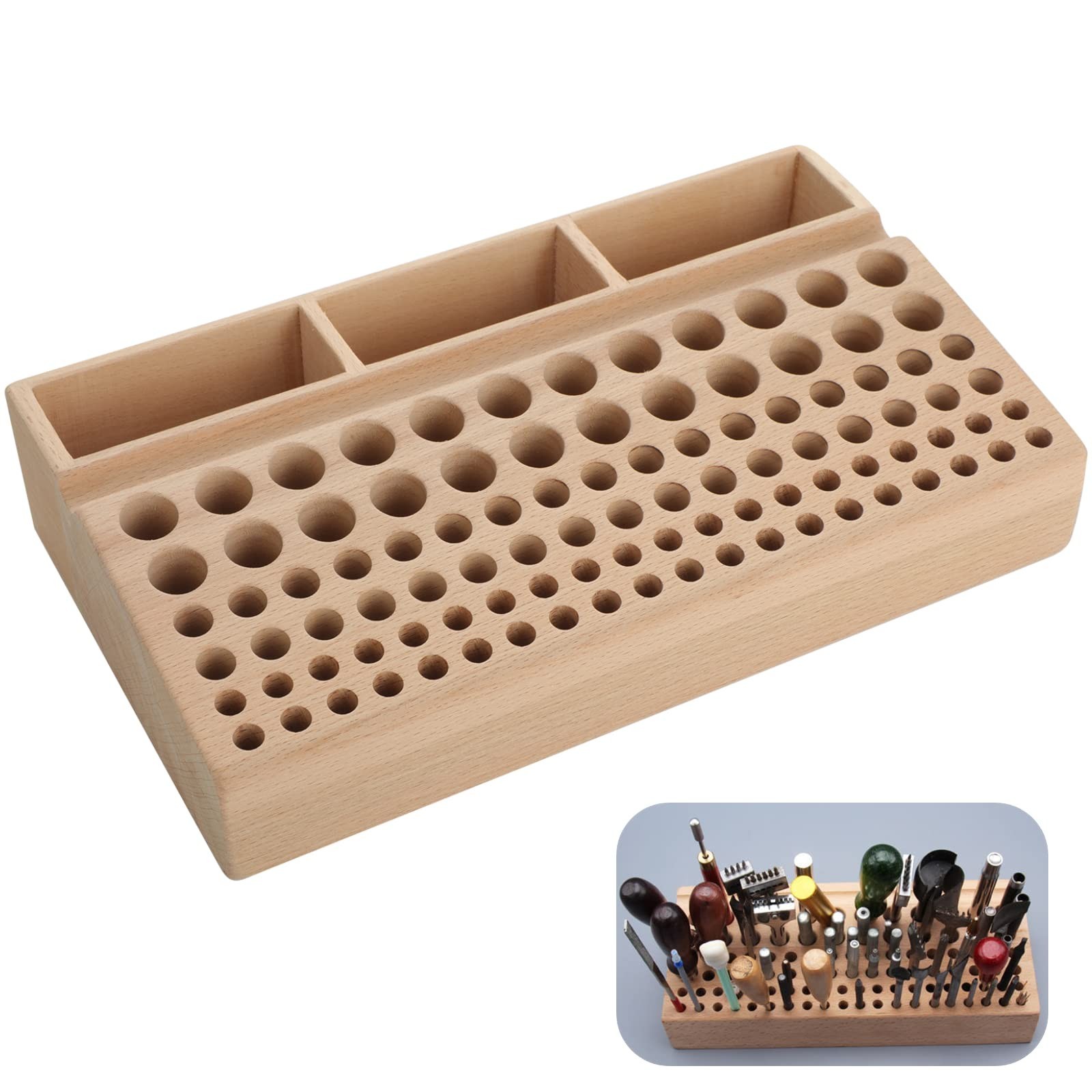 Joyibay 2 PCS Wooden Leather Tool Holders, Wooden Leather Craft Tools Rack St...