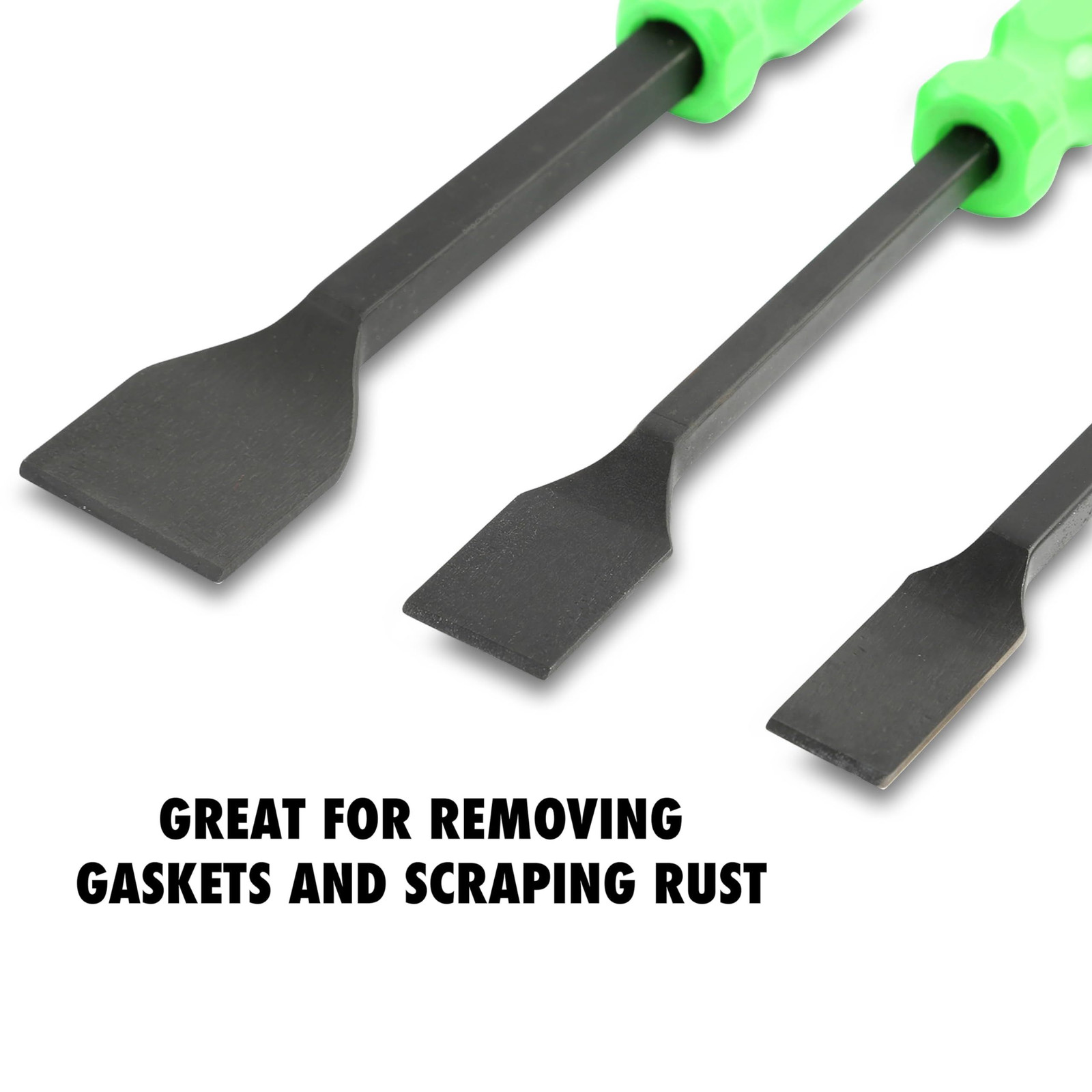 OEMTOOLS 26501 Gasket Scraper Tool, 3-Piece 3/4", 1", 1-1/2", Green