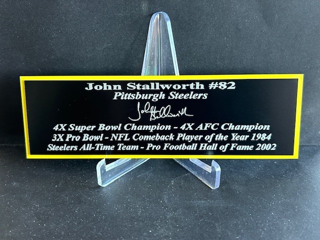 John Stallworth Autograph Nameplate Pittsburgh Steelers Helmet Football Jersey