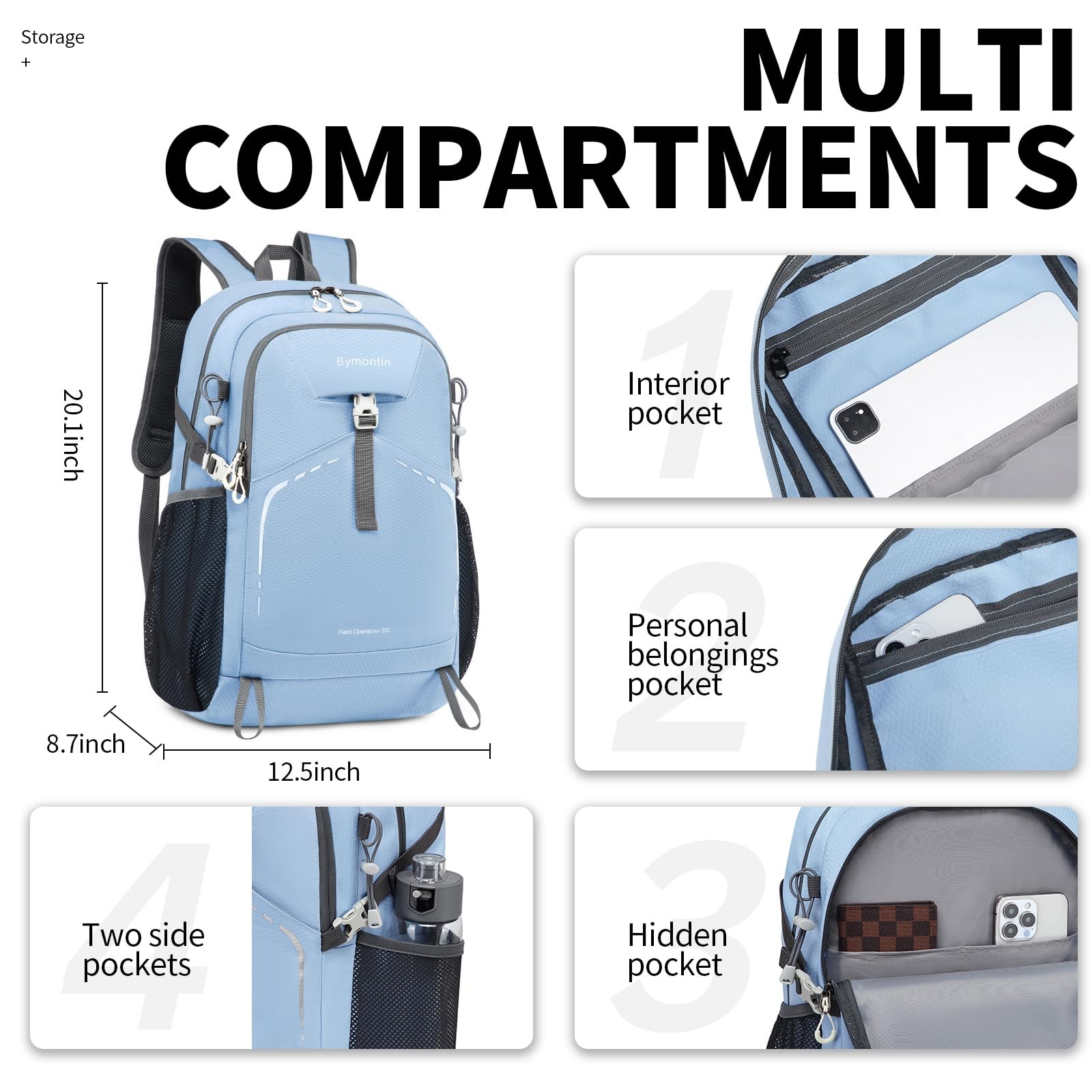 Bymontin 35L Lightweight Packable Backpack - Durable Foldable Daypack for Travel