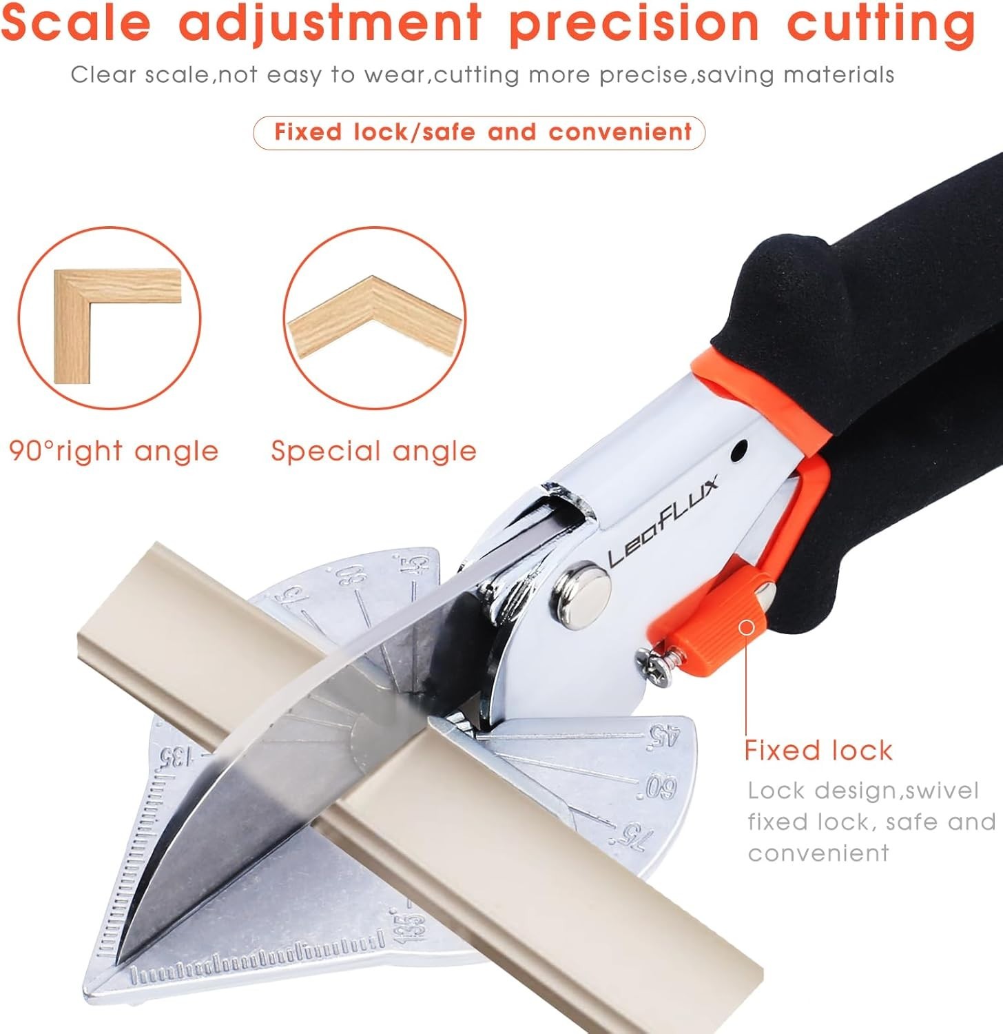 Miter Shears for Angular Cutting - Adjustable 45°-135° -Trim, Corner Joints, etc
