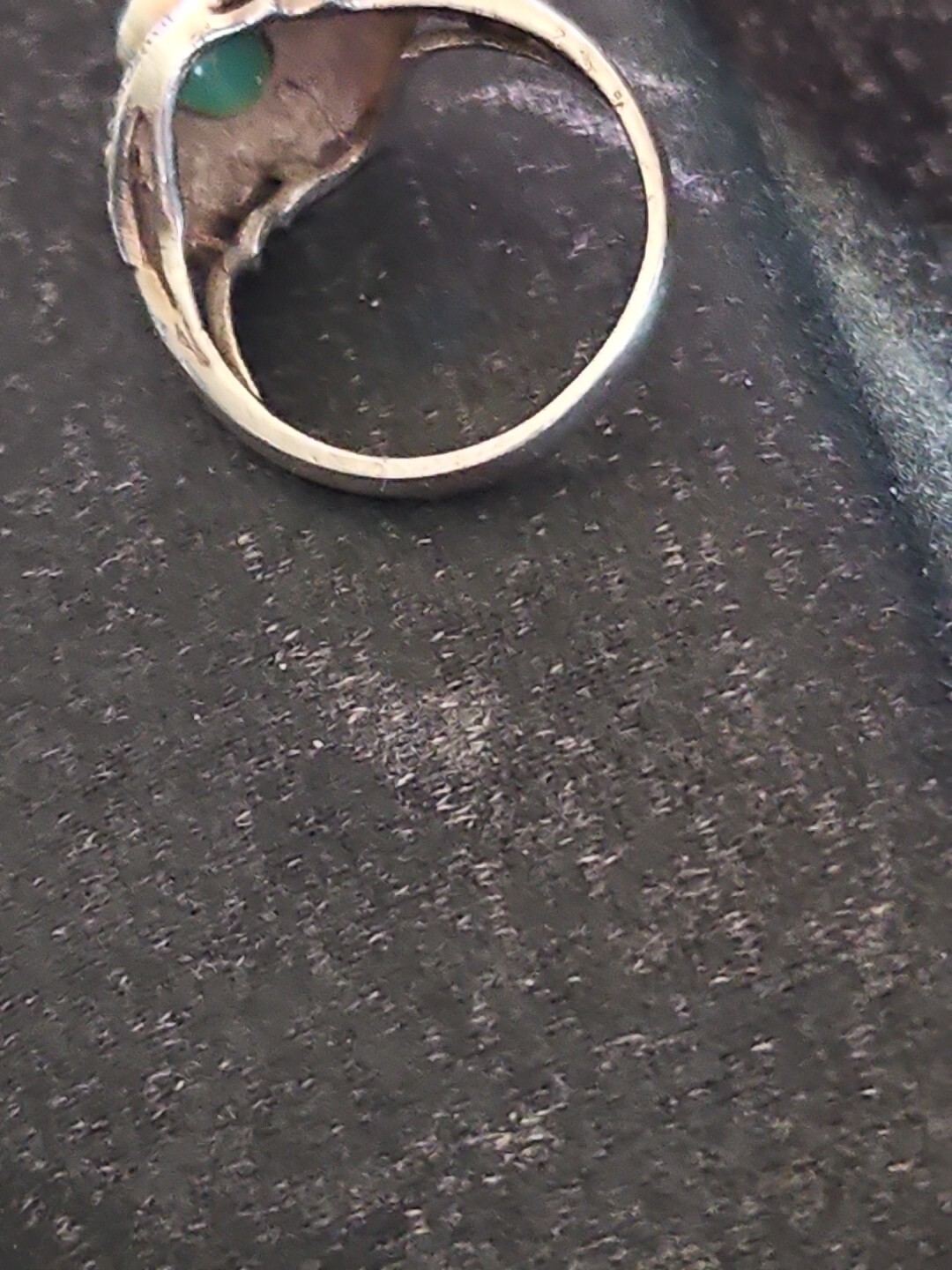 Silver Marcasite Blue Ring Size 8.25
