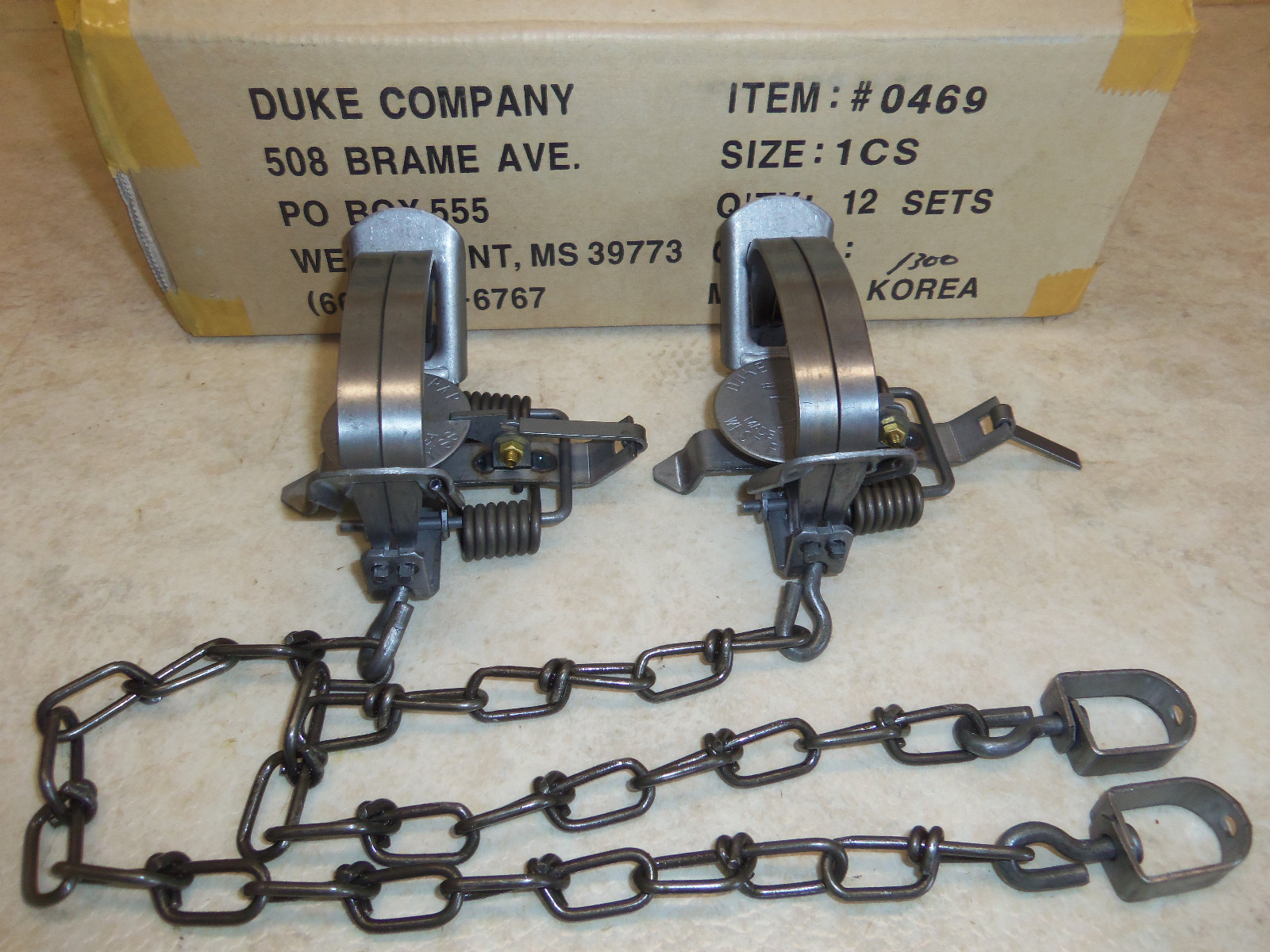 2 Duke #1 Coil Spring Traps 0469 Raccoon Muskrat Mink Nuisance Trapping 4"