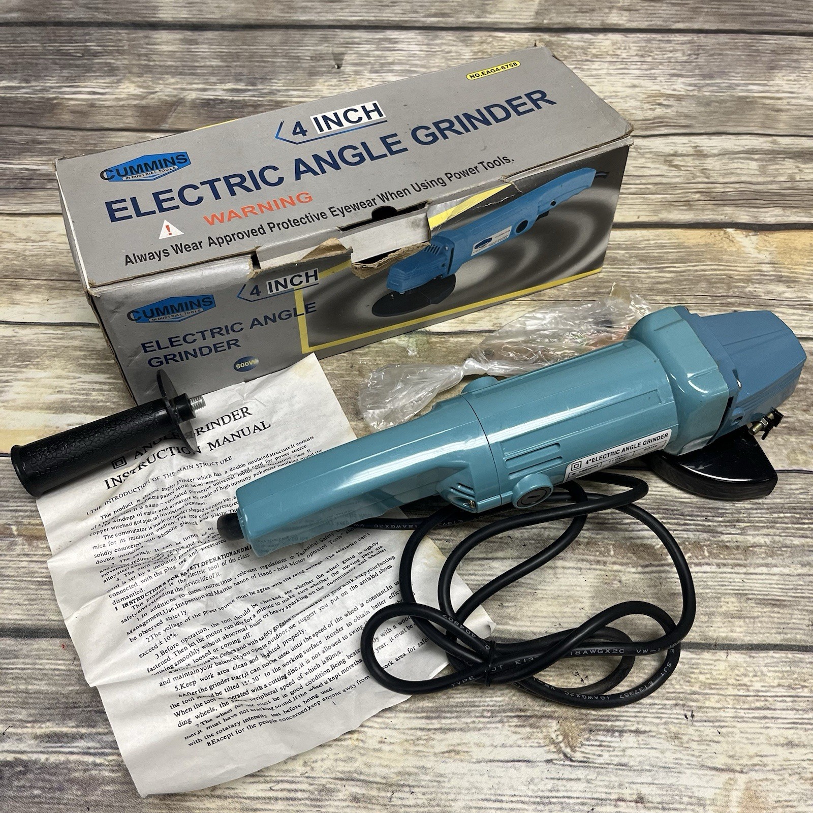 CUMMINS 4" ELECTRIC ANGLE GRINDER NO. EAG4-6758 Lightly Used