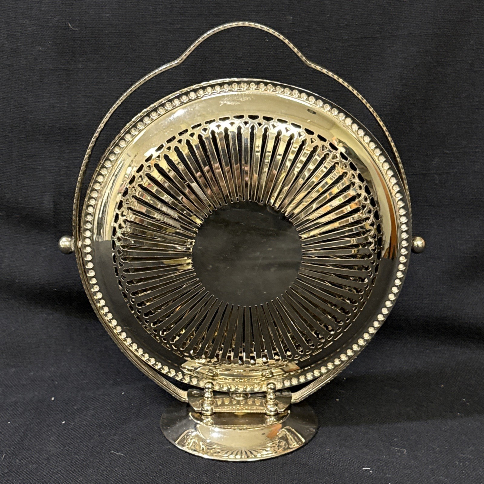 Vintage Folding Tiered Silverplate Dessert Stand Tray