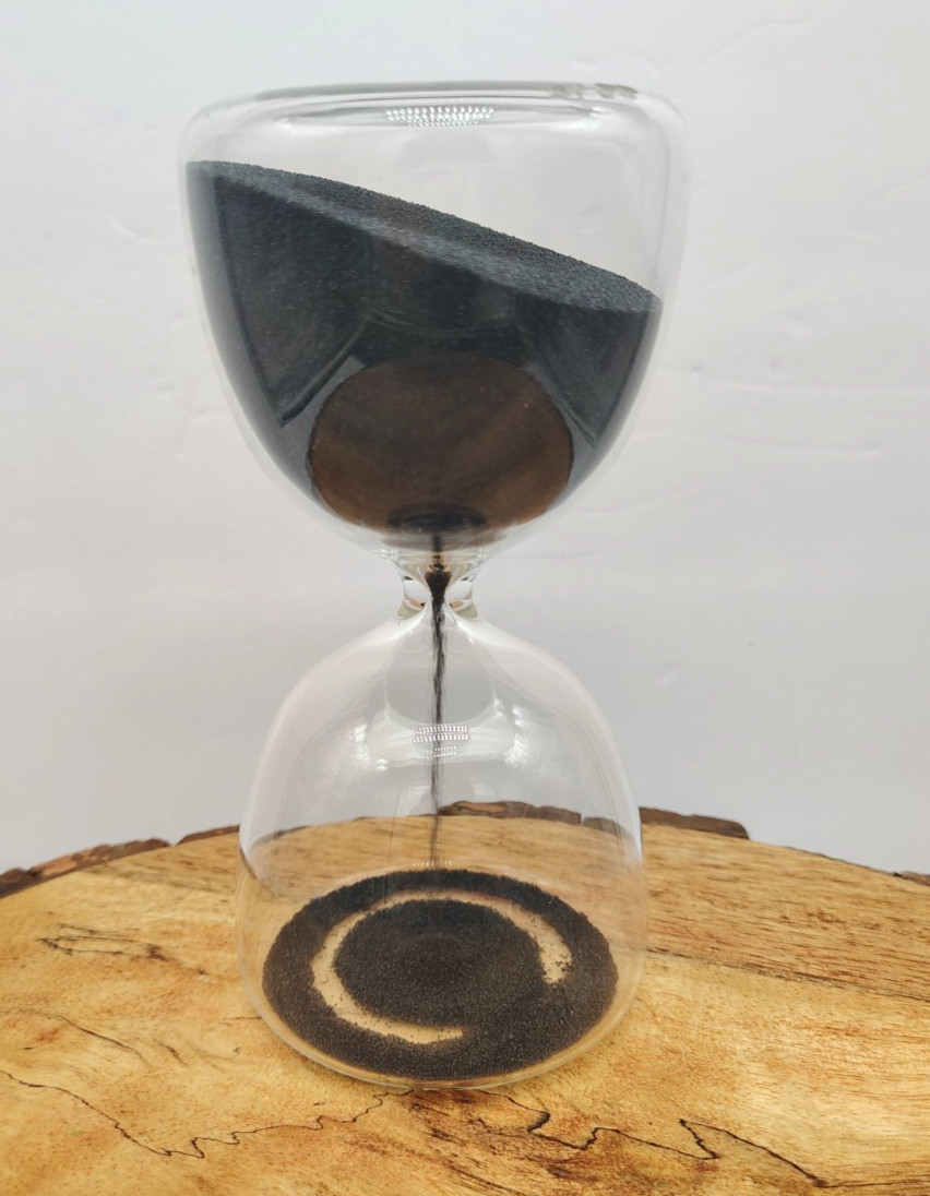 Hand-Blown Glass Sand 10 Min Clock Timer Black Sand Hourglass IKEA 6x3 Inches