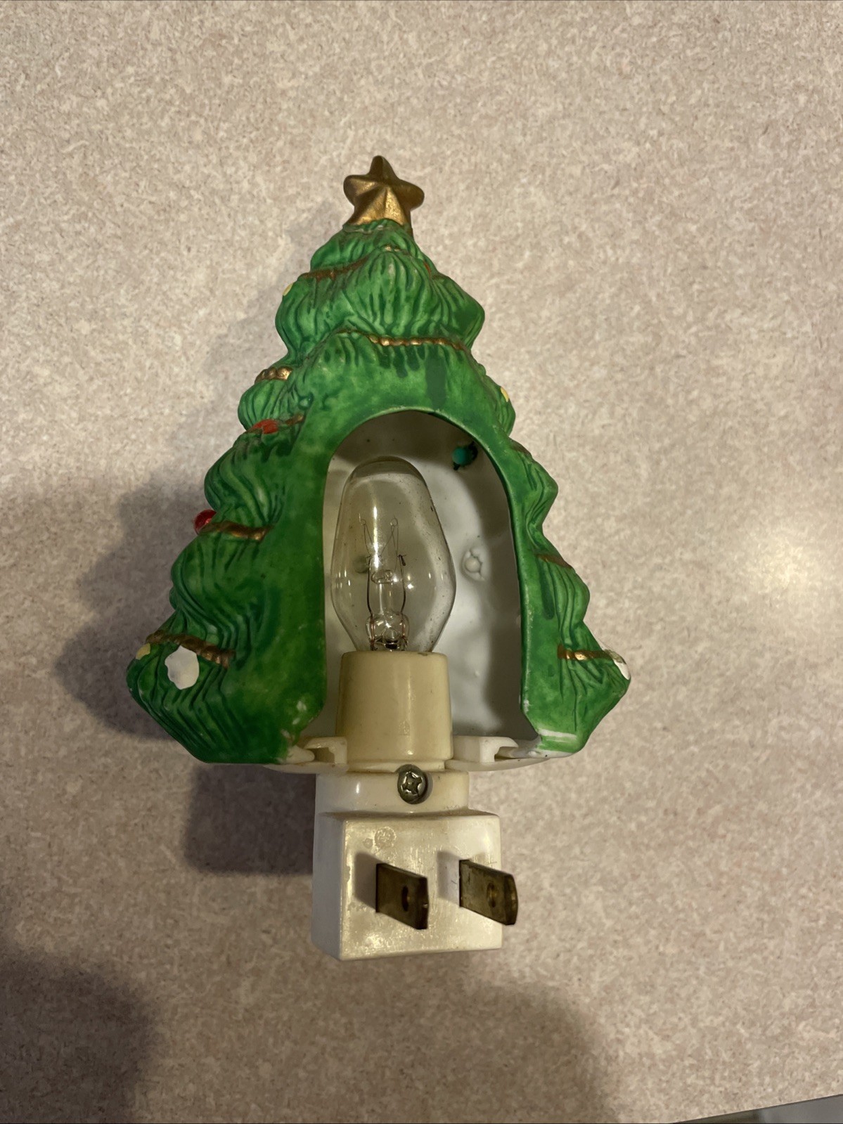 Ceramic Green Christmas Tree Plug-in Decorative Night Light