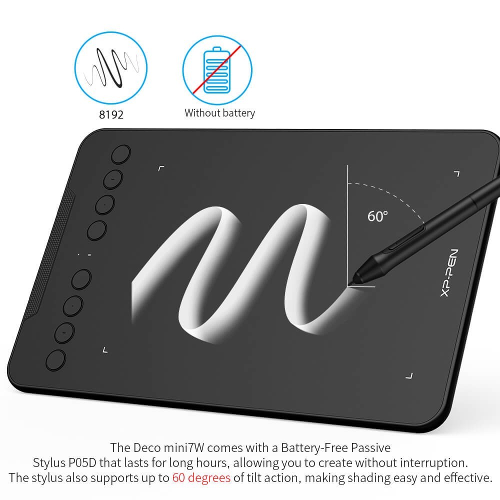 XPPen Deco Mini7W Wireless Graphics Drawing Tablet 8192 Level Refurbished