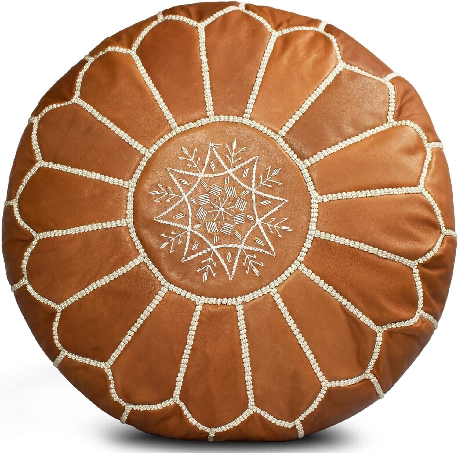 Pouf Brown Handmade New Moroccan Ottoman Leather Boho Footstool Unstuffed