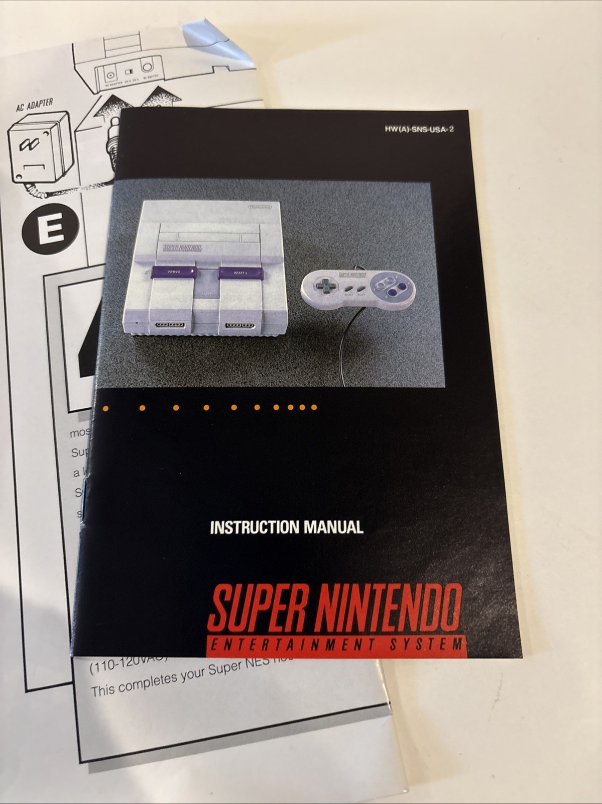 SNES Console Instruction Booklet And Other Documents