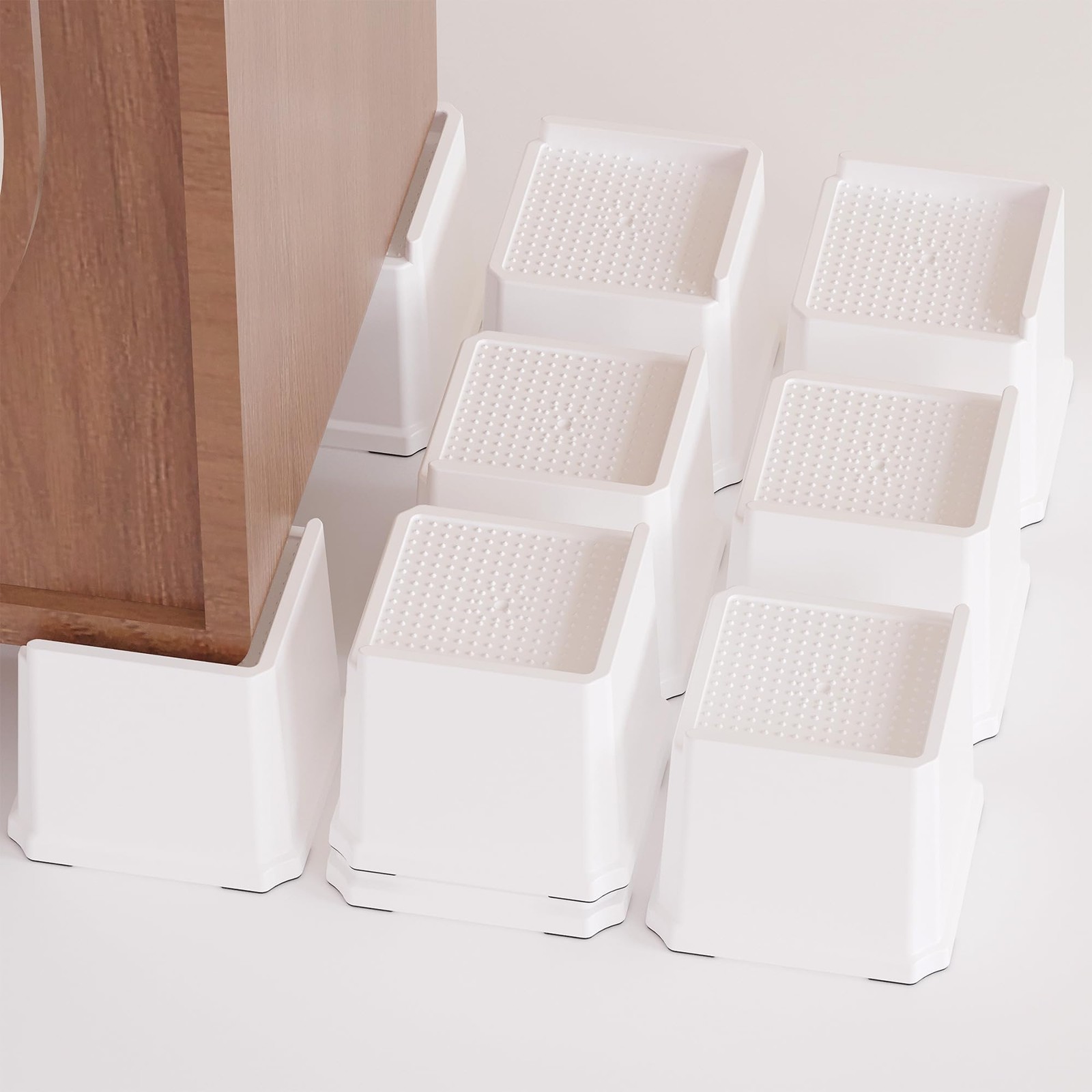 9 Pack White 4-inch L-Shape Bed Risers, Heavy Duty 1,500 lb, Lifts, Couch