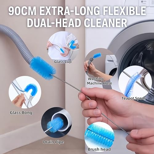 12 Pcs Tube and Bottle Cleaning Brush Set – 35" Flexible Hose Brush, 17" Extra