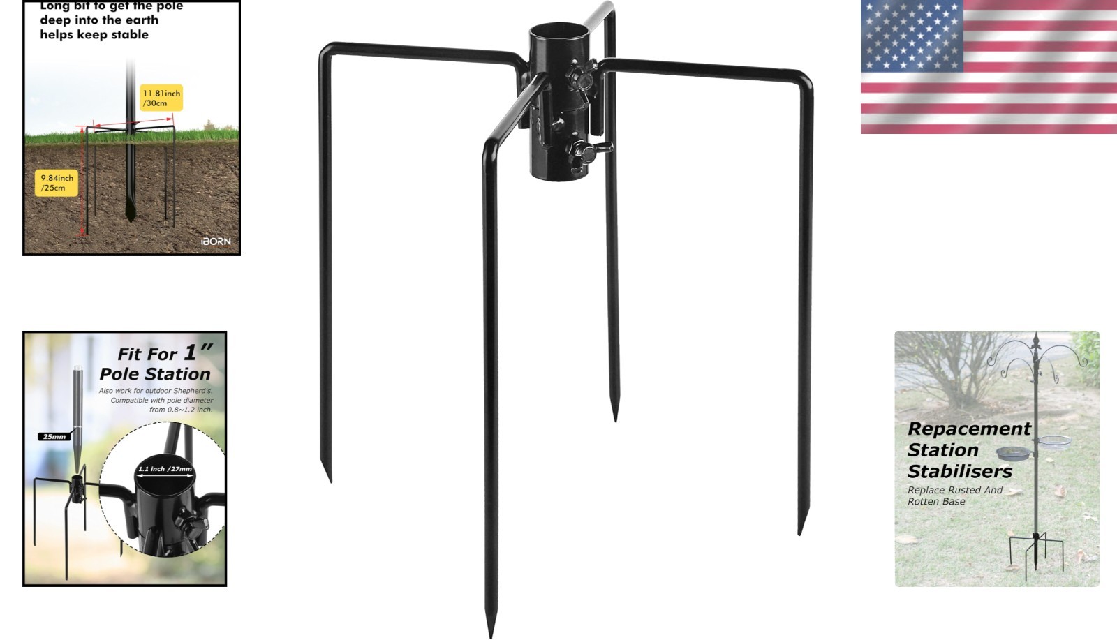 Replacement 4-Prong Base for 1" Bird Feeder Stations - Secure Your Feeders!