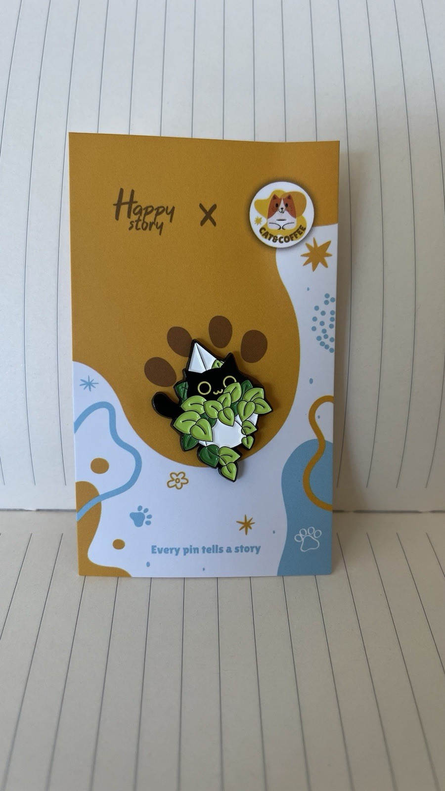 Happy Story Black Cat In A Plant Pin