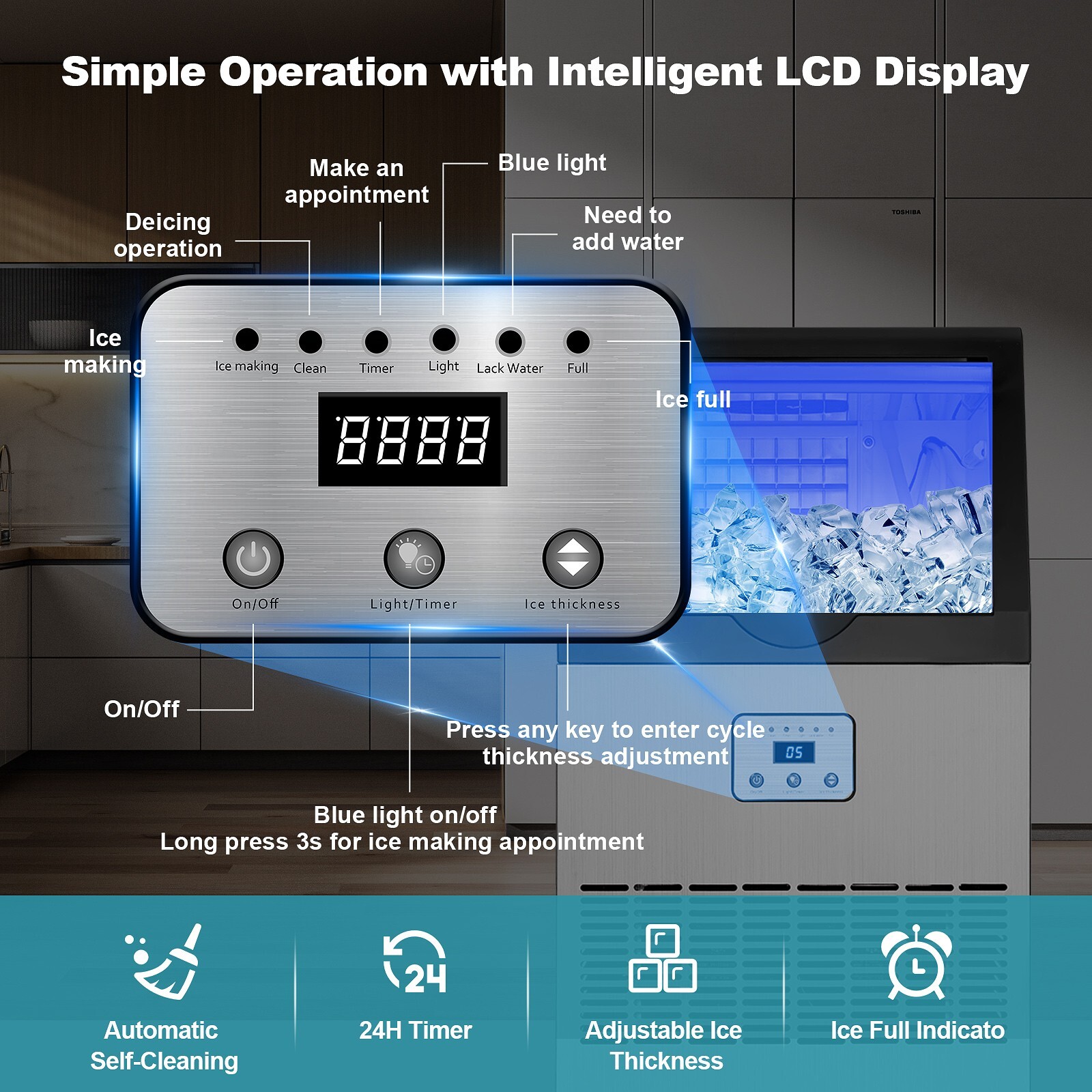 Built-in Commercial Ice Maker 100lbs Bar Restaurant Cube Machine