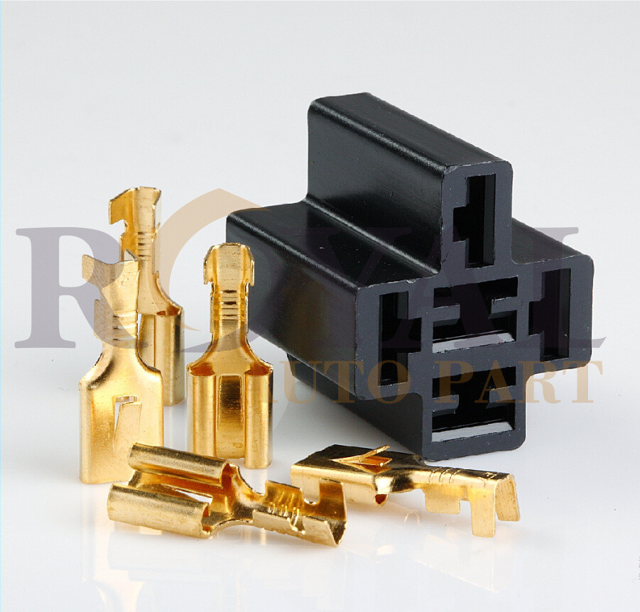 2 pcs Relay Sockets with Crimp Type Connectors for 12v Relays