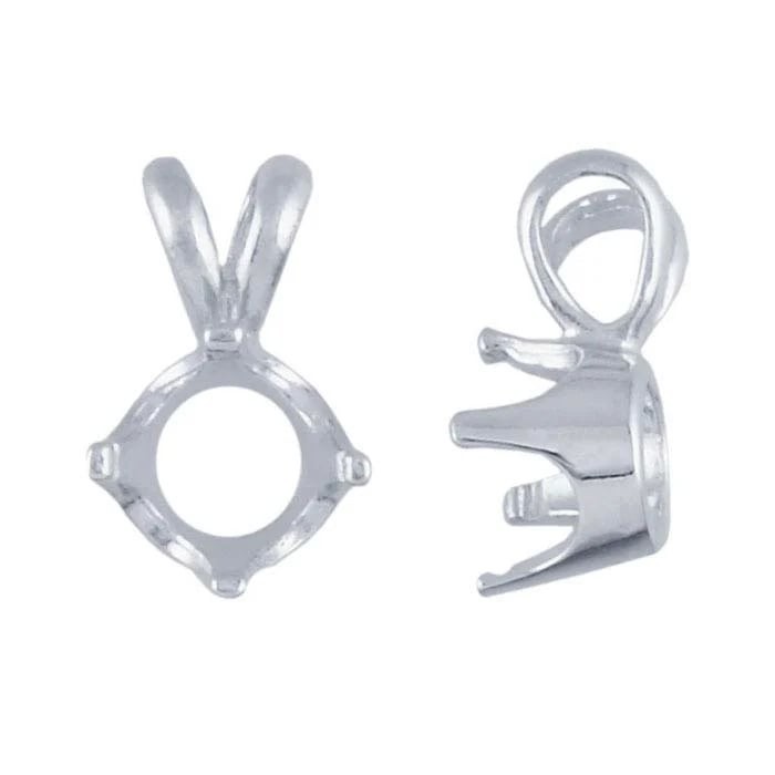 One 7mm Round ReadySet Pre-Notched Sterling Silver 4-Prong Pendant Setting