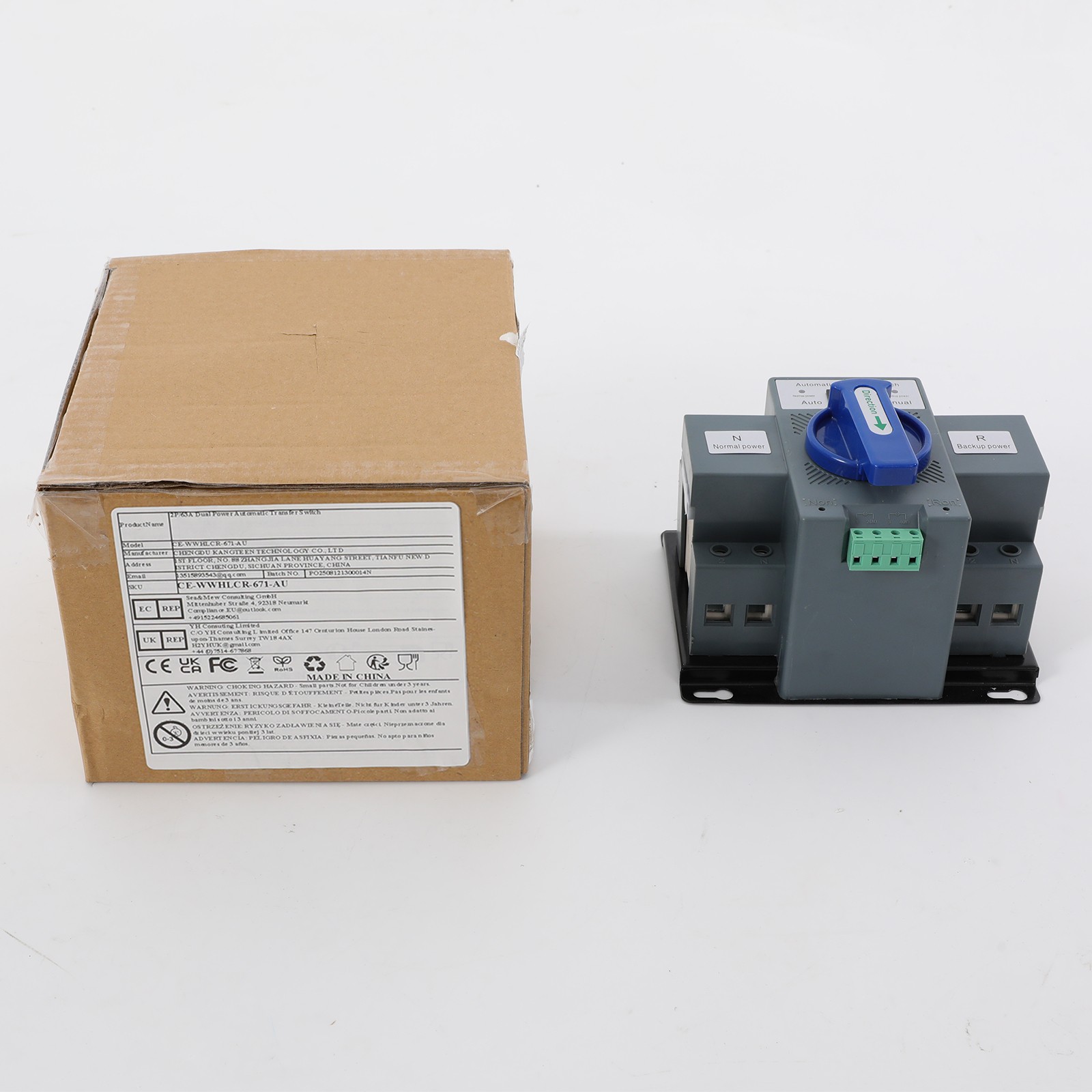 2P 63A ATS Dual Power Automatic Transfer Switch fits Generator Changeover Switch