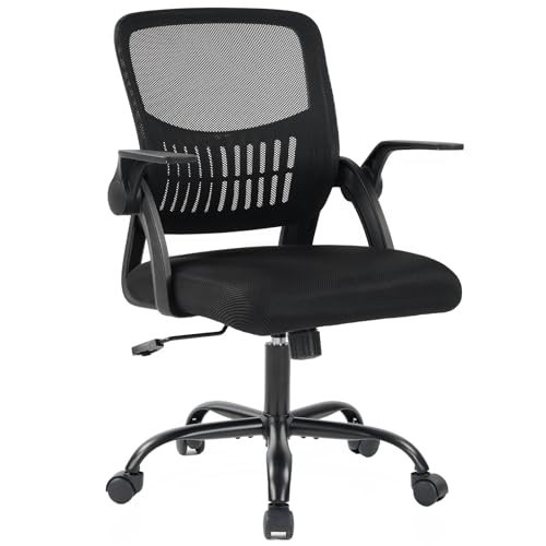 Ergonomic Mid Back Office Chair with Lumbar Support, Adjustable Height, 360° Swi