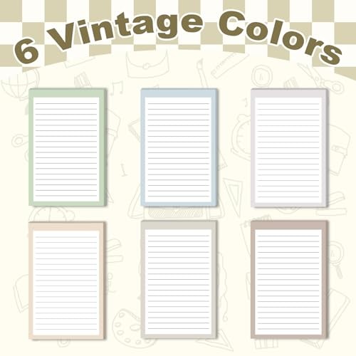 12 Pack Lined Sticky Notes, 4x6 in Post Sticky Notes with Lines, 6 Different