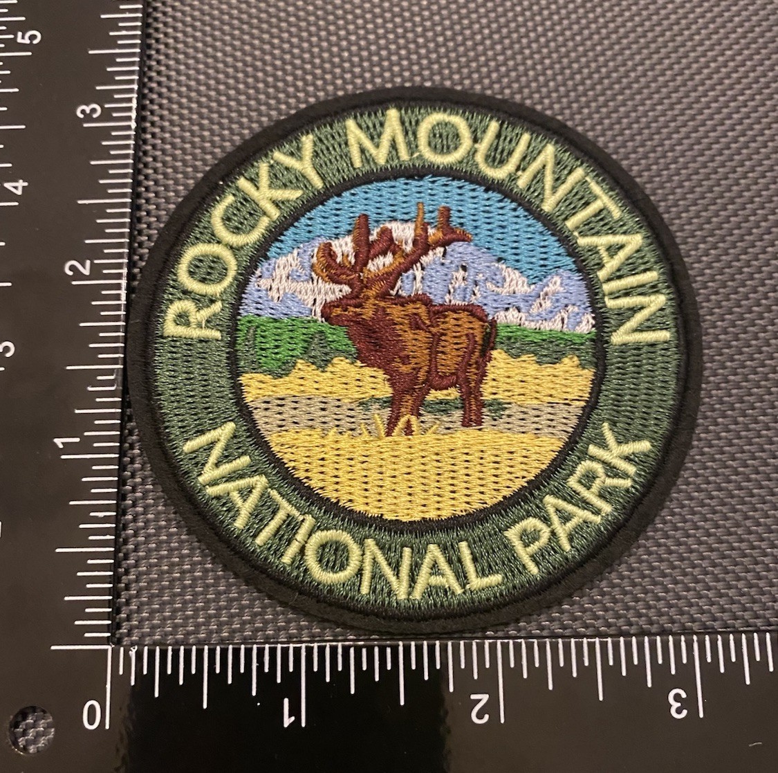 Rocky Mountain National Park Embroidered Iron On Sew On Round Patch NEW