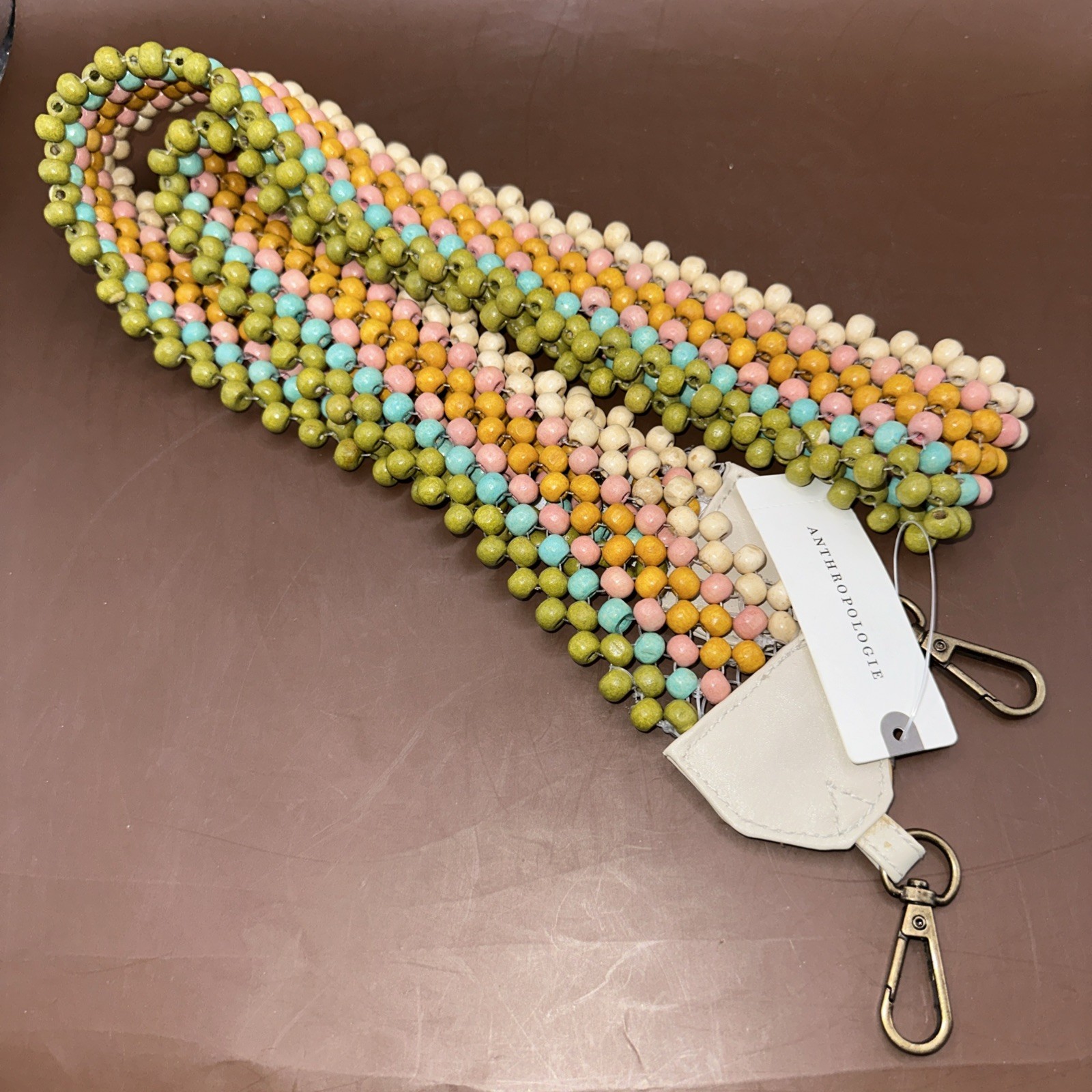 NWT ANTHROPOLOGIE BEADED CROSSBODY DETATCHABLE STRAP MULTI COLOR BEADS NWT