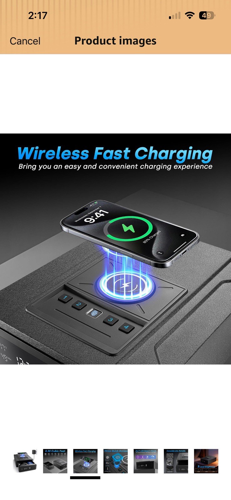 KPASAFE Smart Safe WX005 Biometric Digital Safe, Wireless Charging, Black Small