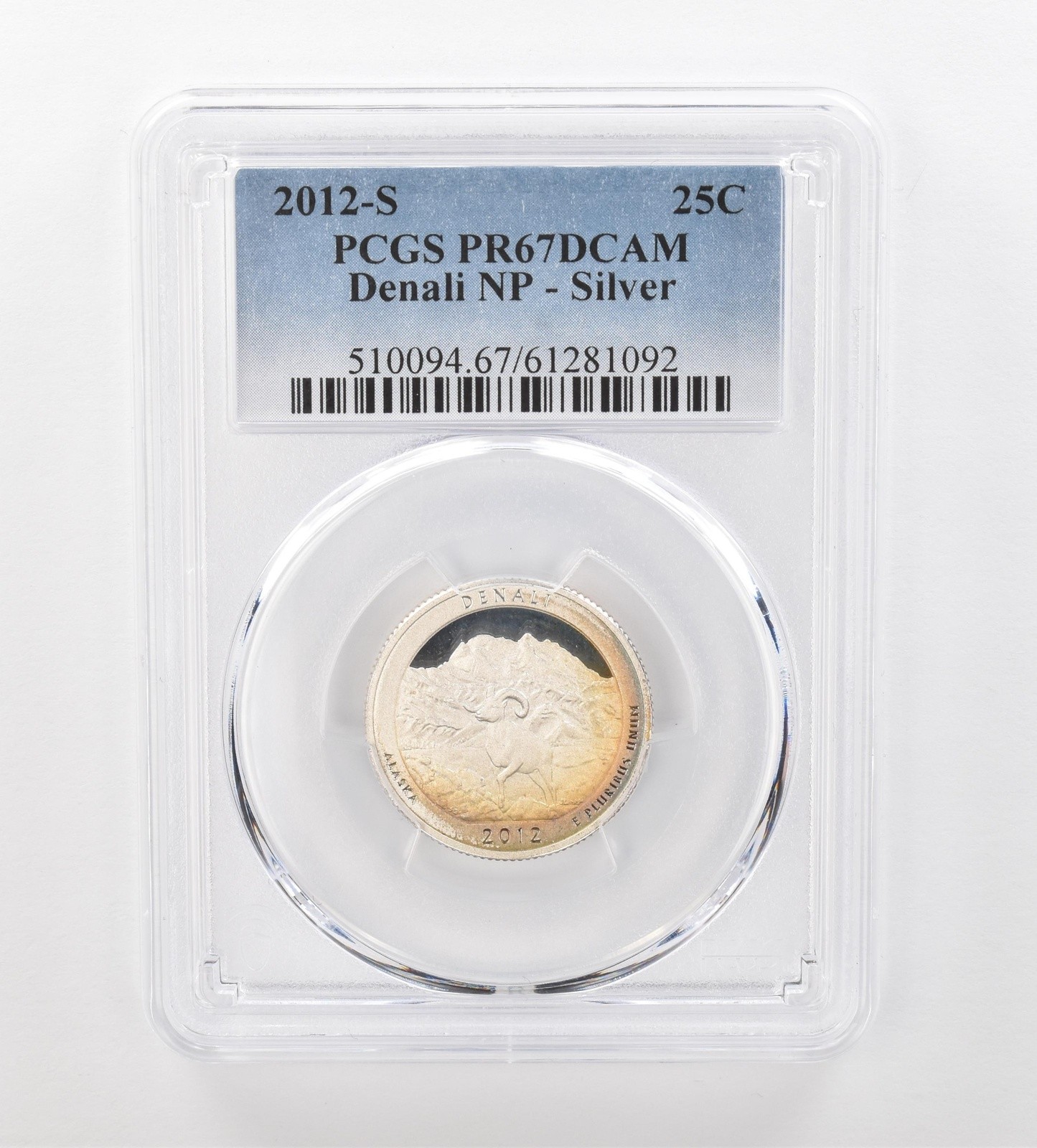 2012-S ATB Quarter Denali Silver PR67 DCAM PCGS Peripheral Tone *0958