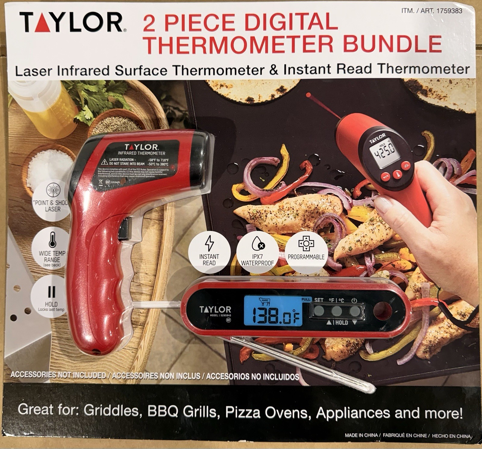 2025 Taylor 2 Piece Digital Thermometer Bundle with Batteries included in pack