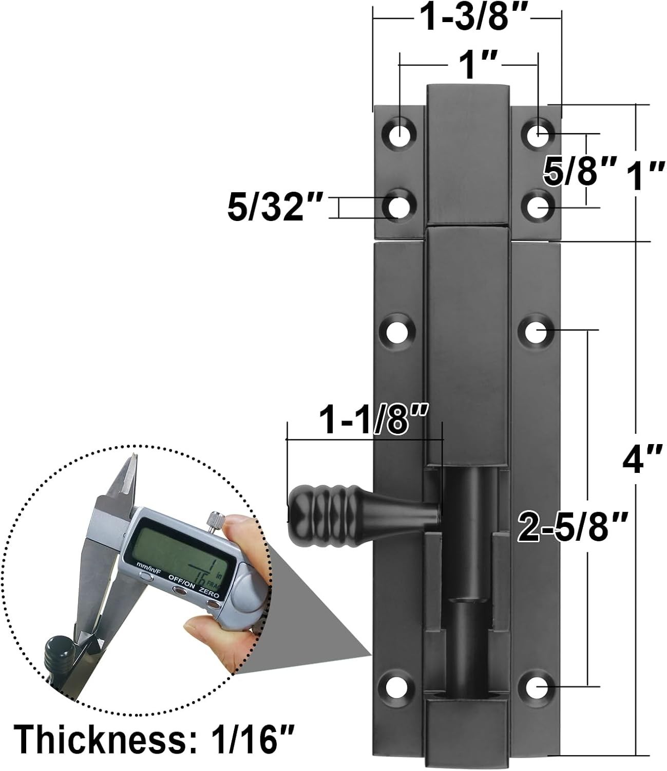 Durable 5" Black Aluminum Slide Bolt Latch - 2 Pack with Easy Installation