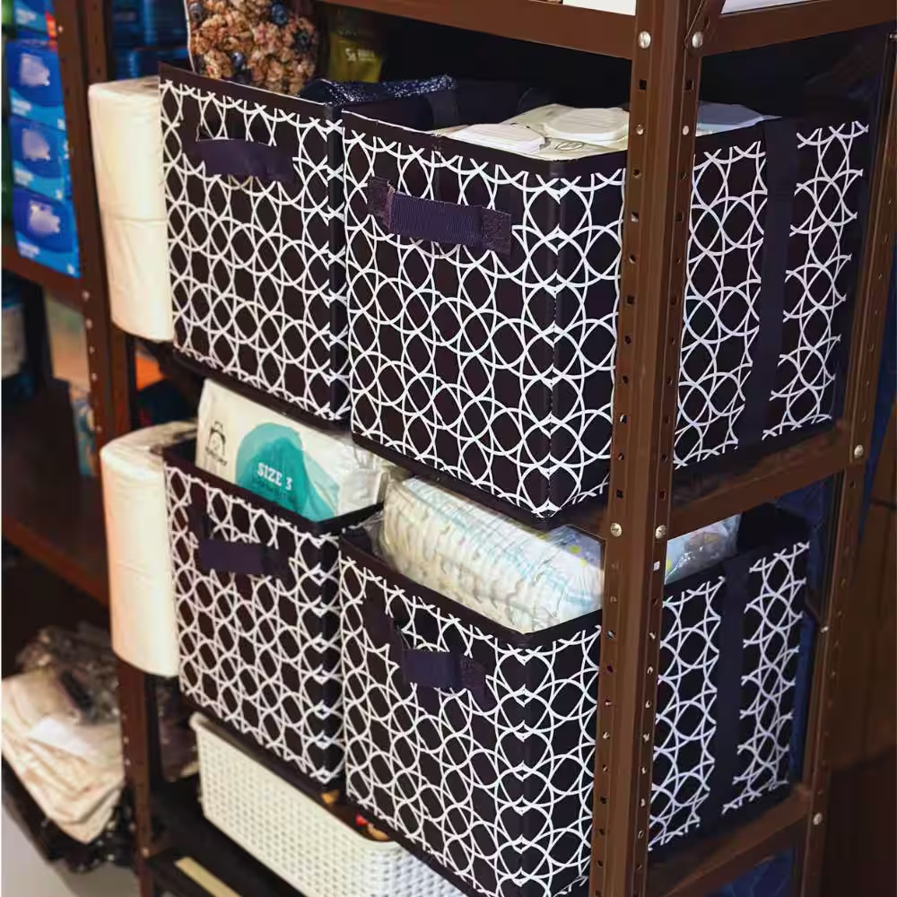 6 Gal. Collapsible Storage Totes, Navy Geo 3-Pack
