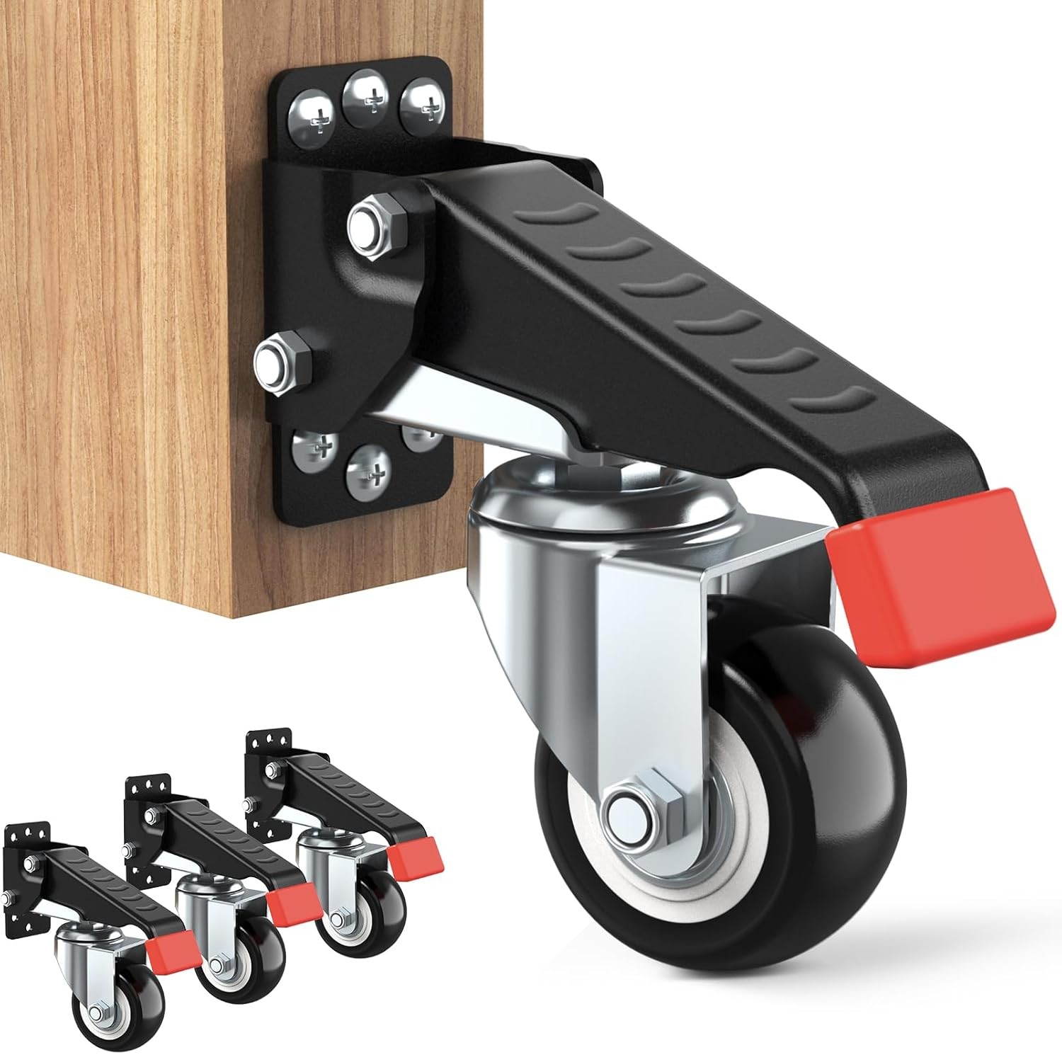SPACEKEEPER Workbench Casters kit 660 Lbs - Retractable Casters Heavy Duty Bench