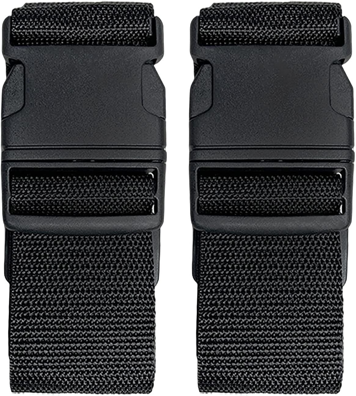 Adjustable 2-Pack Travel Suitcase Straps with Quick Release Buckle - Black