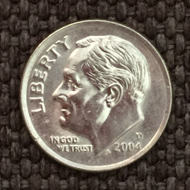 2004 D Dime Roosevelt, actual coin in picture, free shipping.