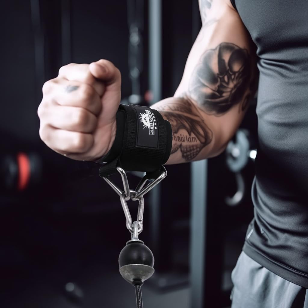 Padded Adjustable Wrist Cuffs for Cable Machine Strength Training