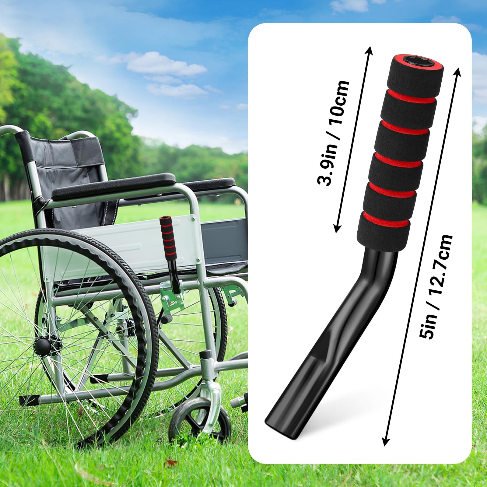 2 Pcs Wheelchair Brake Extenders, 5 Inch Anti-Slip Brake Extension Handles Repla