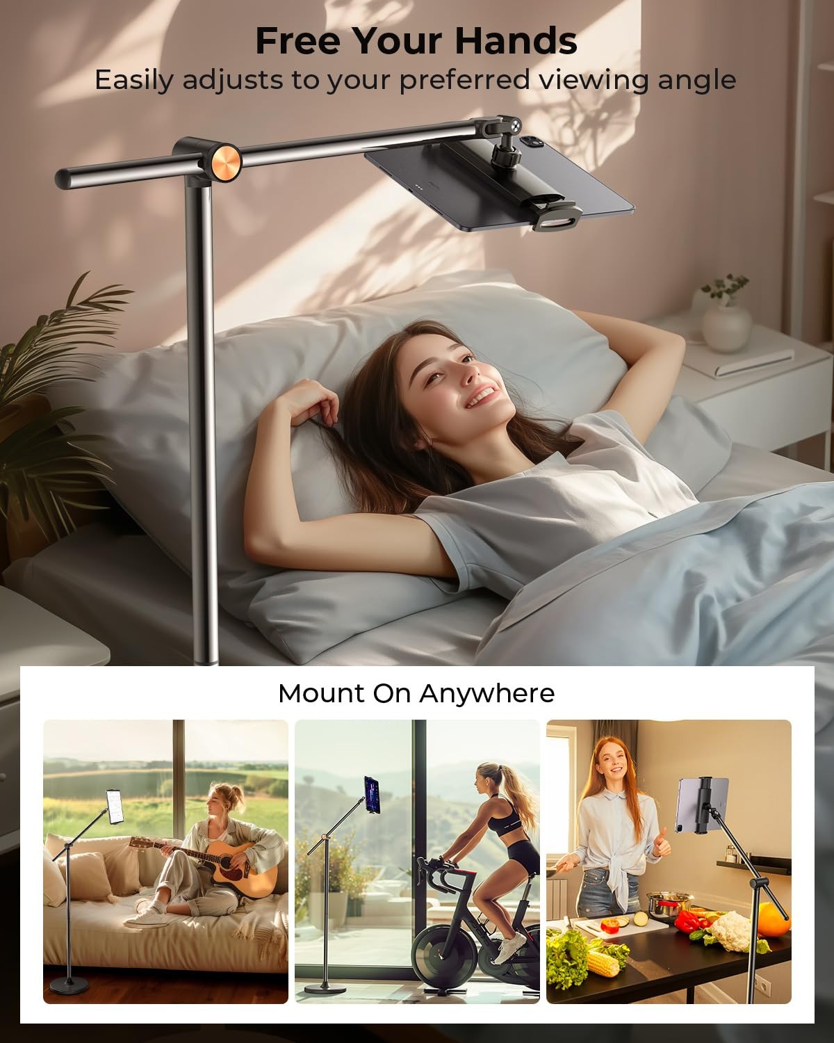 DIMONCOAT [Height-Adjustable & 360° Rotation Tablet Floor Stand Stable Base,...