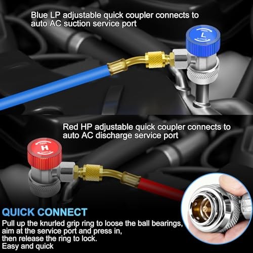 AC R134A Adjustable Quick Coupler Adapter and Refrigerant Can Tap Valve Tool