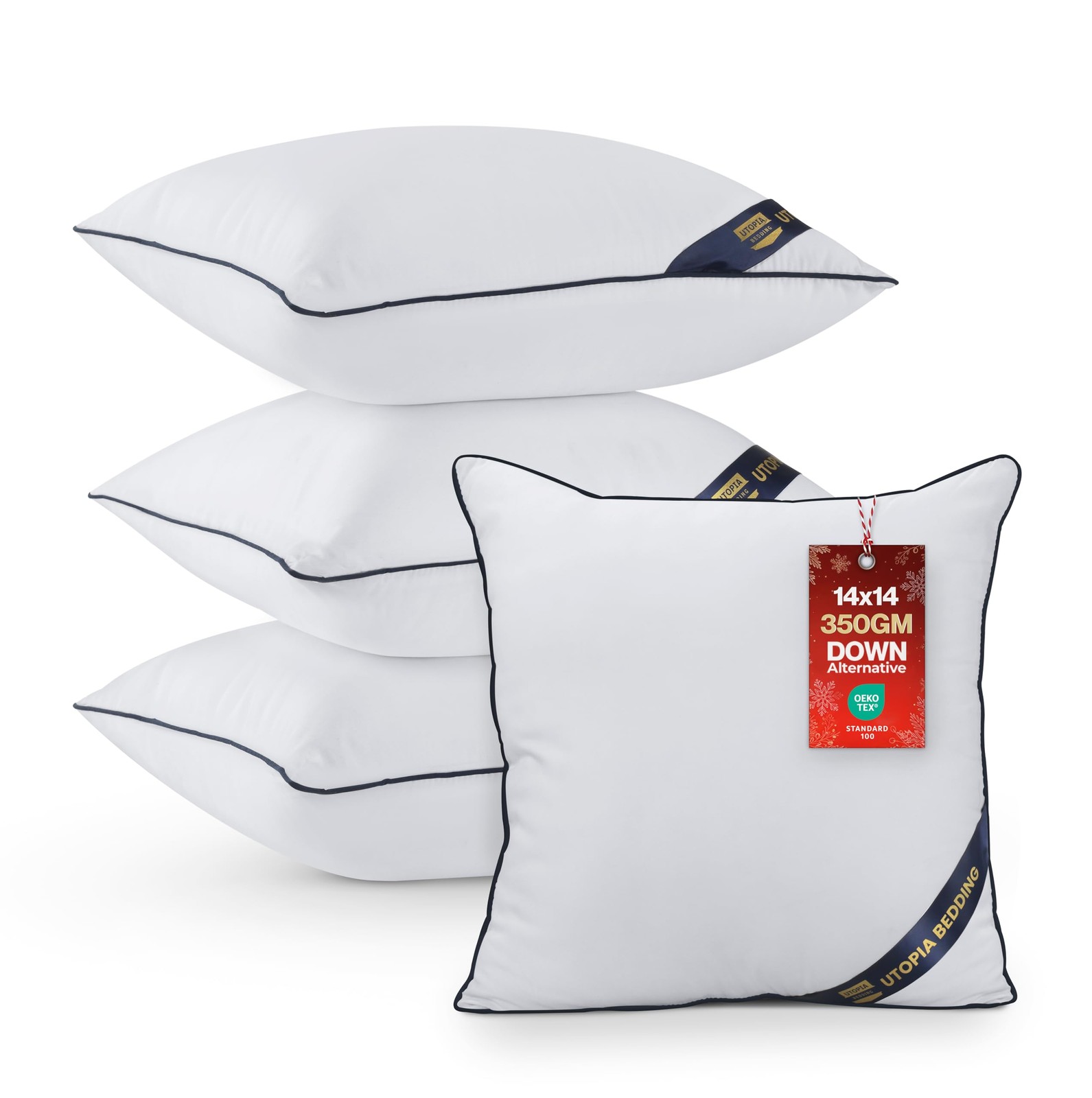 Utopia Bedding Throw Pillow Inserts Pack of 4, White, 14 x 14 Inches